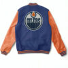 Edmonton Oilers Blue And Orange Varsity Jacket