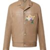 Finals Game 3 Jaylen Lv Flower Logo Brown Leather Jacket