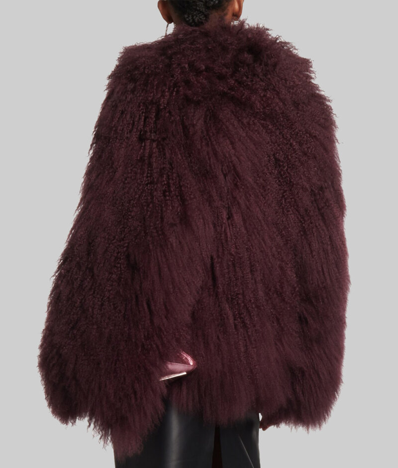 Jennifer Lopez Women Fur Maroon Jacket