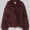 Jennifer Lopez Women Maroon Fur Jacket