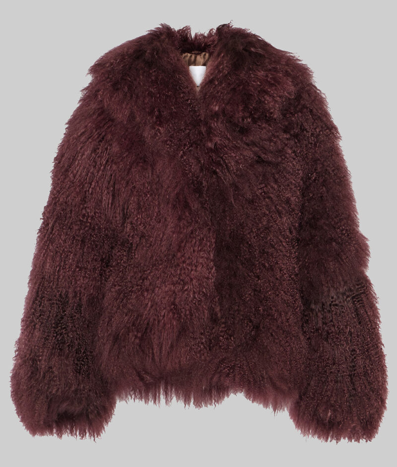 Jennifer Lopez Women Maroon Fur Jacket
