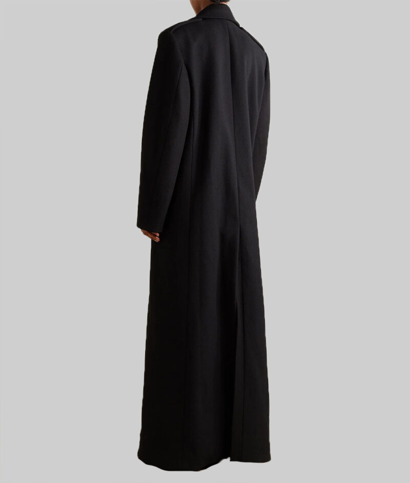 Leslie Bibb Wool Trench Black Coat