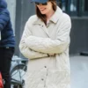 Materialists 2024 Dakota Johnson Beige Quilted Jacket