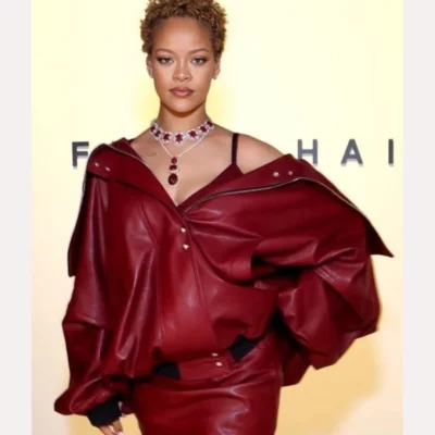 Rihanna-Cozies-Leather-Jacket