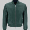 Sebastian Stan Green Bomber Leather Jacket