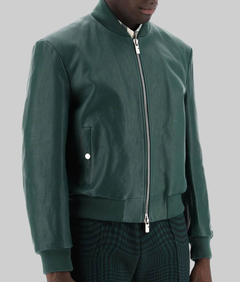 Sebastian Stan Green Bomber Real Leather Jacket