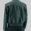Sebastian Stan Green Leather Bomber Jacket