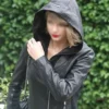 Taylor Swift Black Hooded Leather Jacket