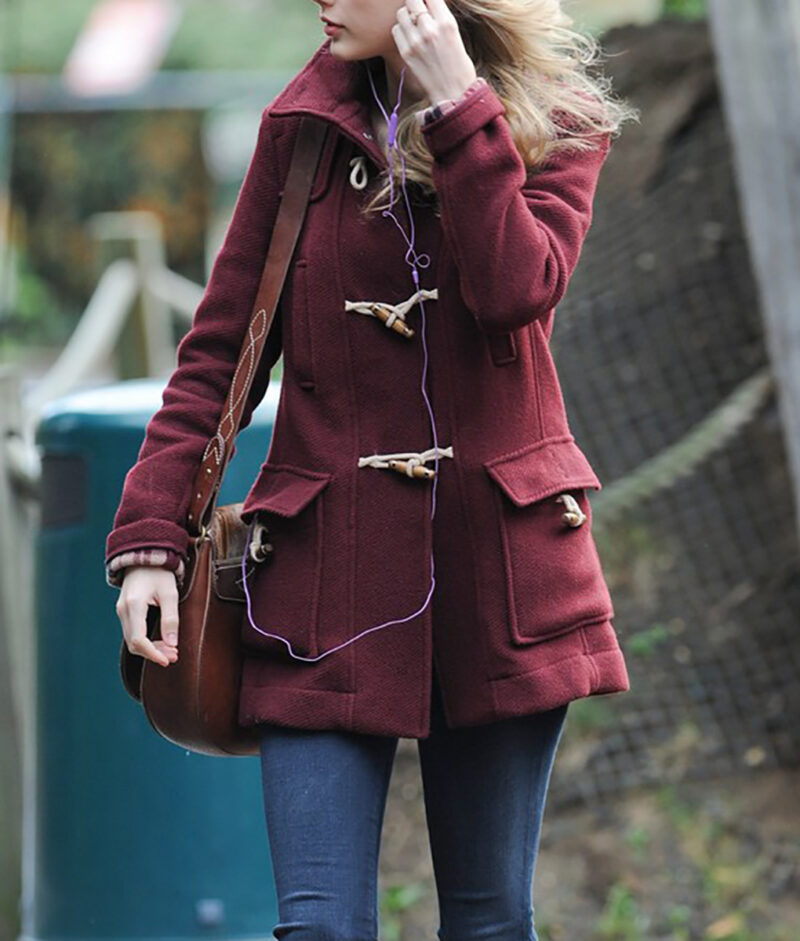 Taylor Swift Burgundy Wool Duffle Coat