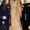 Taylor Swift Zero Bond Brown Leather Trench Coat