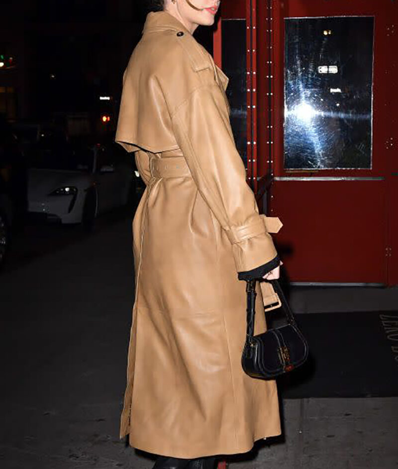 Taylor Swift Zero Bond Leather Brown Trench Coat