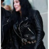 The Bikeriders 2024 Cher Black Quilted Leather Jacket