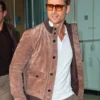 The Drew Barrymore Show 2024 Glen Powell Suede Brown Jacket
