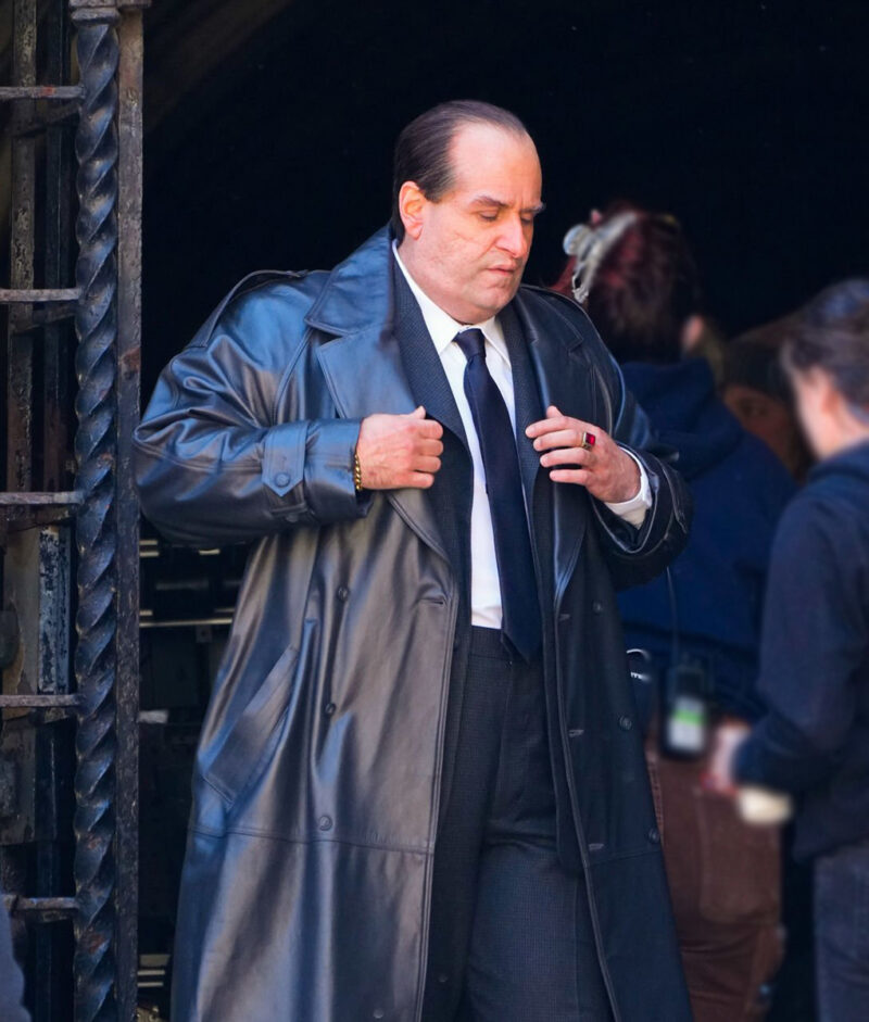 The Penguin 2024 Oswald Cobblepot Colin Farrell Black Leather Coat