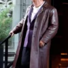 The Penguin 2024 Oswald Cobblepot Colin Farrell Brown Leather Trench Coat