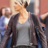 The Union 2024 Roxanne Hall Halle Berry Leather Brown Jacket