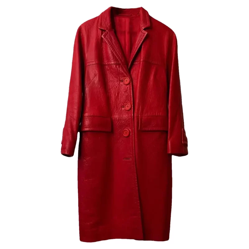 Emily In Paris Emily Cooper Red Leather Coat