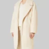 Emily aRatajowski White Faux Fur Coat