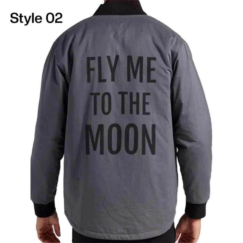 Fly Me to the Moon Grey Bomber Jacket