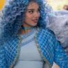 The Rise Of Red Chloe Malia Baker Blue Quilted Cropped Jacket