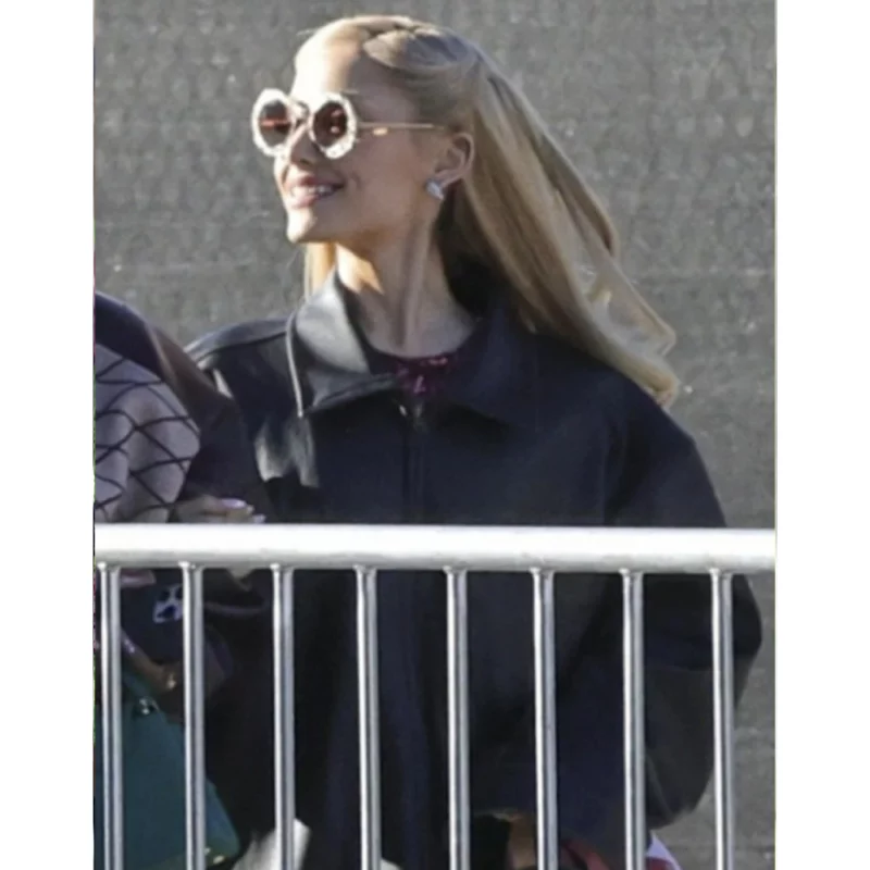 Wicked-2024-Glinda-Ariana-Grande-Black-Leather-Jacket