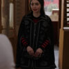 Emily in Paris S04 Emily Cooper Lily Collins Black Floral Cape Coat