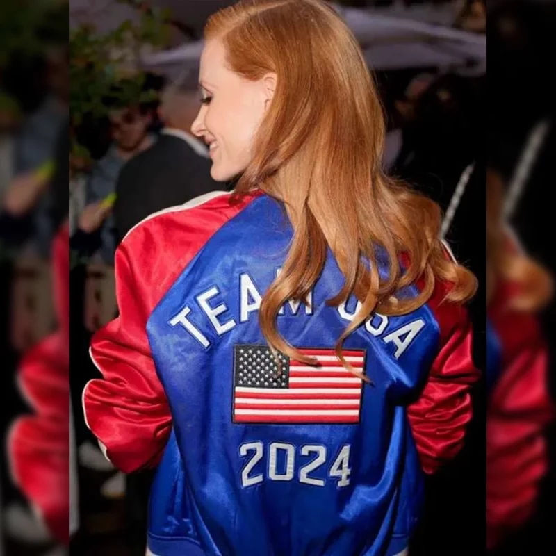 Paris Olympics 2024 Jessica Chastain Team USA Satin Jacket