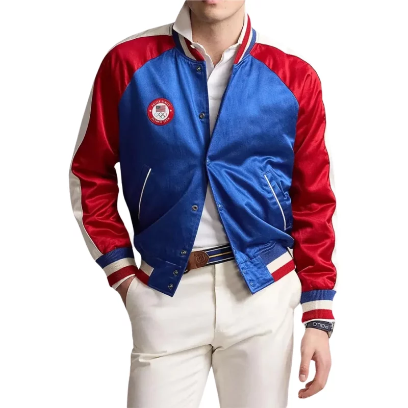 Paris Olympics Jessica Chastain Team USA Satin Jacket