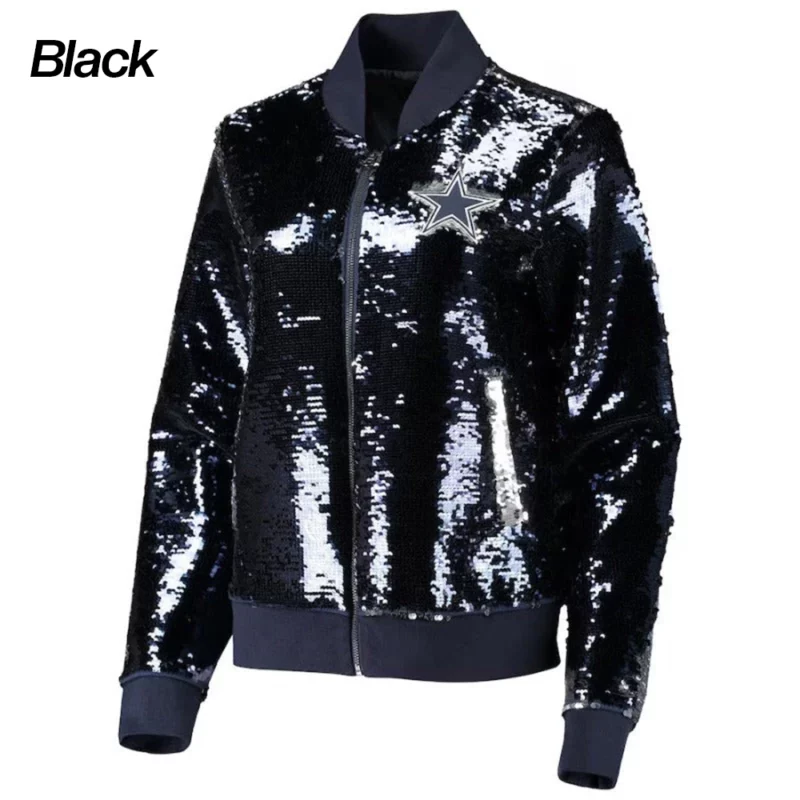 Dallas Cowboys Team Black Sequin Starter Jacket
