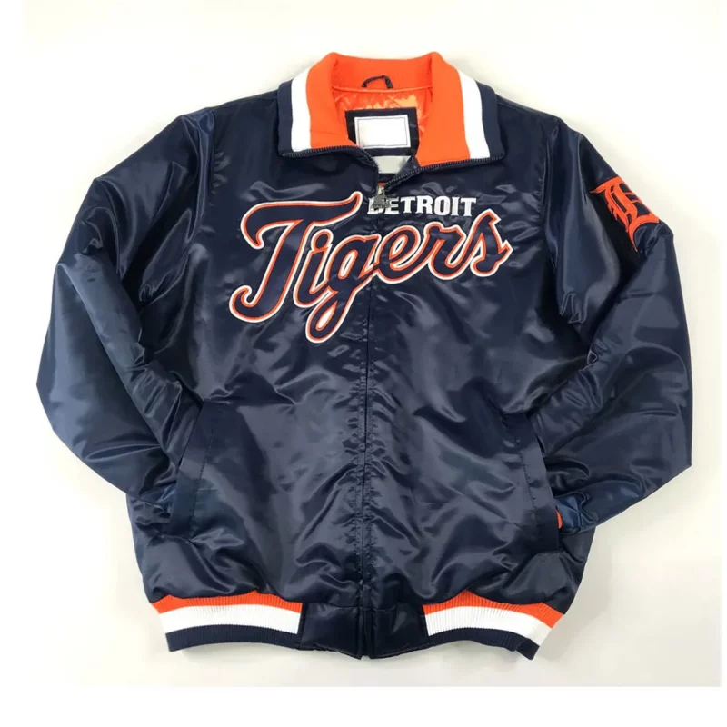 Detroit Tigers Navy Blue Satin Jacket
