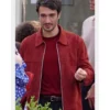 Emily in Paris Marcello Eugenio Franceschini Red Suede Leather Jacket