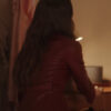 Emily in Paris S04 Lily Collins Maroon Leather Jacket