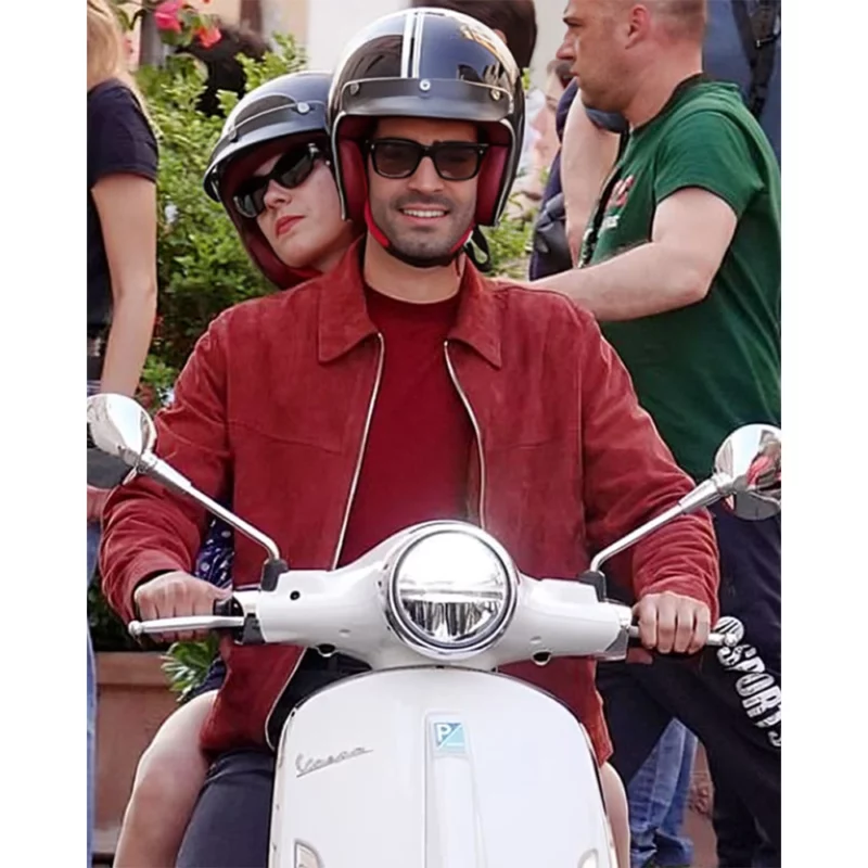 Emily in Paris S04 Marcello Eugenio Franceschini Red Suede Leather Jacket