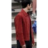 Emily in Paris Season 4 Marcello Eugenio Franceschini Red Suede Leather Jacket