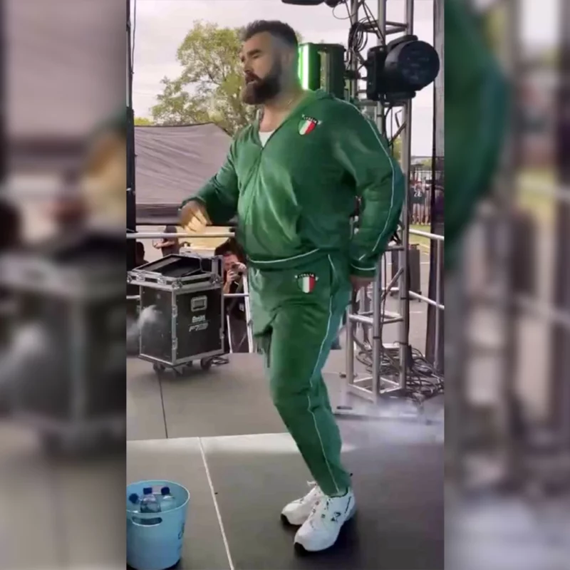 Jason Kelce Monday Countdown Team Italia Green Tracksuiit