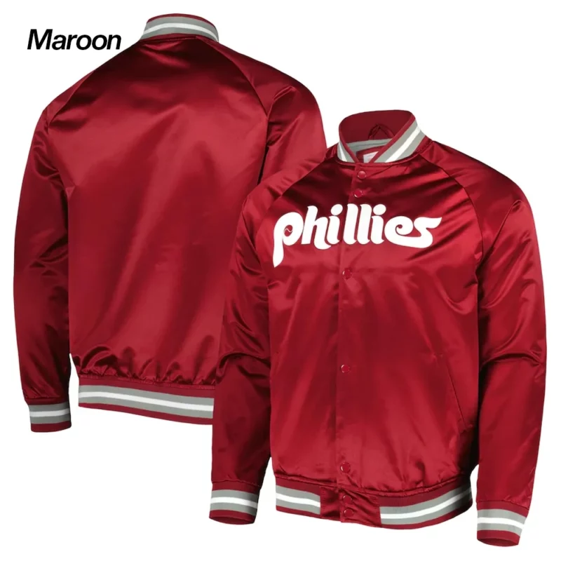 Philadelphia Phillies Maroon Raglan Full-Snap Satin Jacket