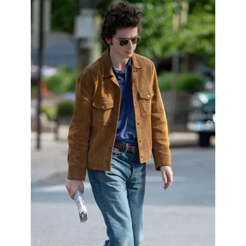A Complete Unknown Bob Dylan TimothÃ©e Chalamet Brown Suede Jacket