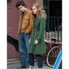 A Complete Unknown Elle Fanning Green Long Coat