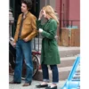 A Complete Unknown Elle Fanning Green Wool Coat