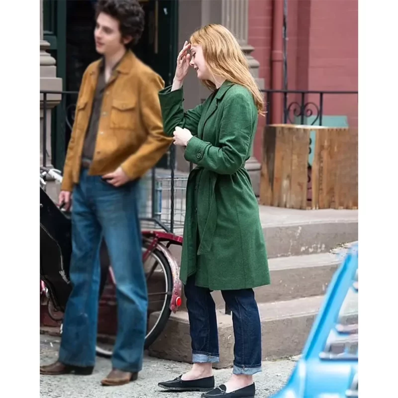 A Complete Unknown Elle Fanning Green Wool Coat