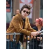A Complete Unknown TimothÃ©e Chalamet Brown Suede Leather Jacket