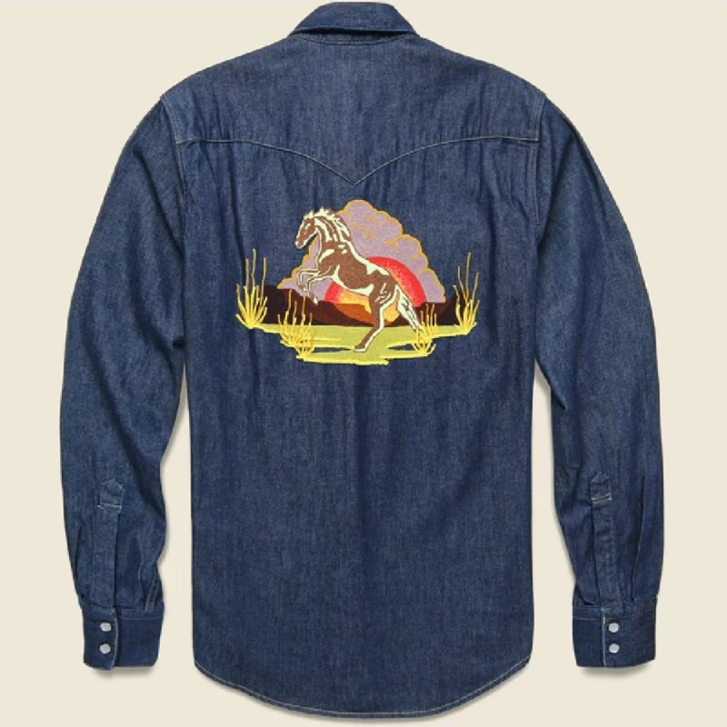 Adam-Goldberg-Horse-Shoe-Denim-Shirt