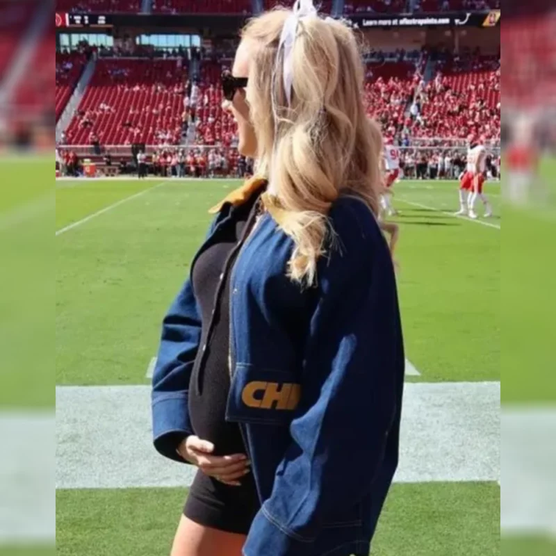 Chiefs-Vs-49ers-Game-Brittany-Mahomes-Custom-Blue-Denim-Jacket-1