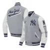 Fat-Joe-World-Series-2024-New-York-Yankees-Wool-Grey-Varsity-Jacket