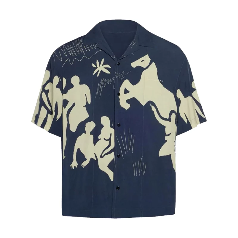 NY-Double-Date-Night-Travis-Kelce-Blue-Printed-Shirt