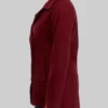 A Complete Unknown Sylvie Russo Elle Fanning Maroon Coat