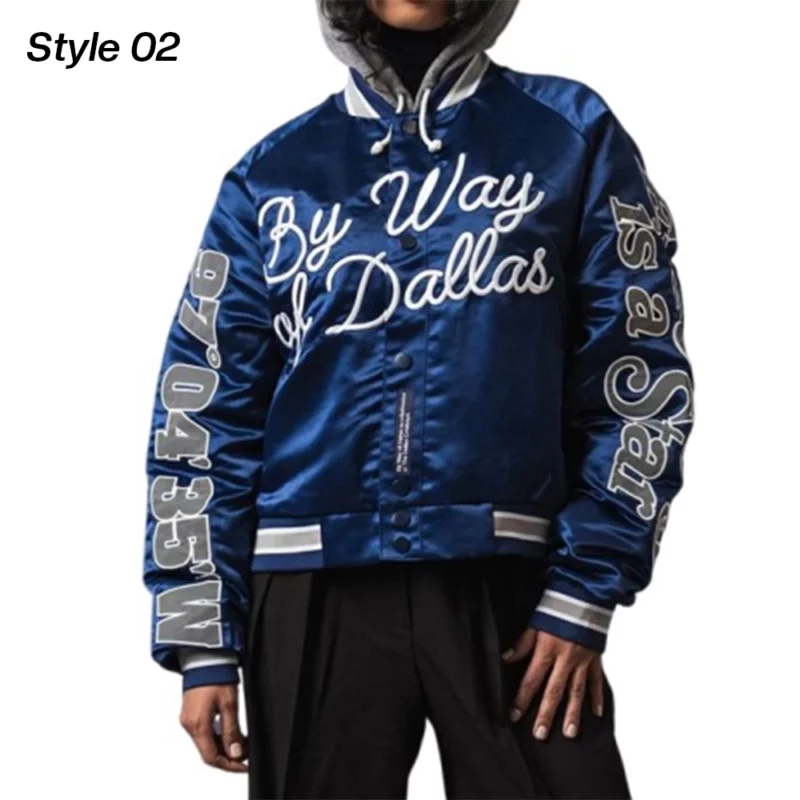By Way of Dallas Blue Varsity Jacket