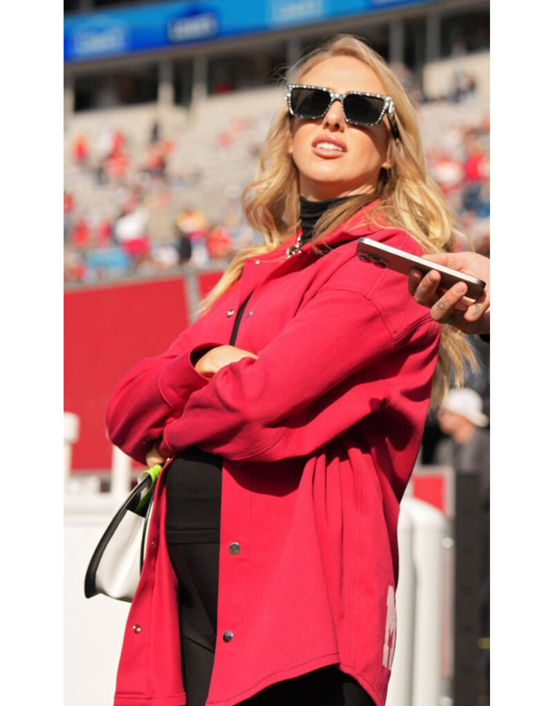Chiefs vs Panthers Game Brittany Mahomes Red Jacket