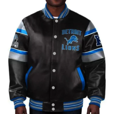 Detroit Lions Black Leather jacket