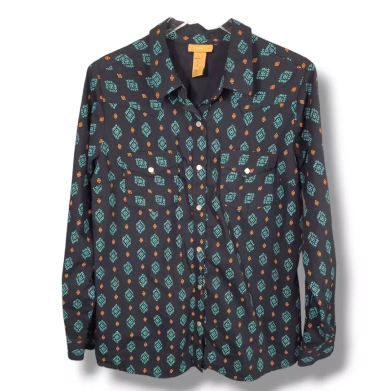 Kelly Reilly Black & Green Printed Shirt